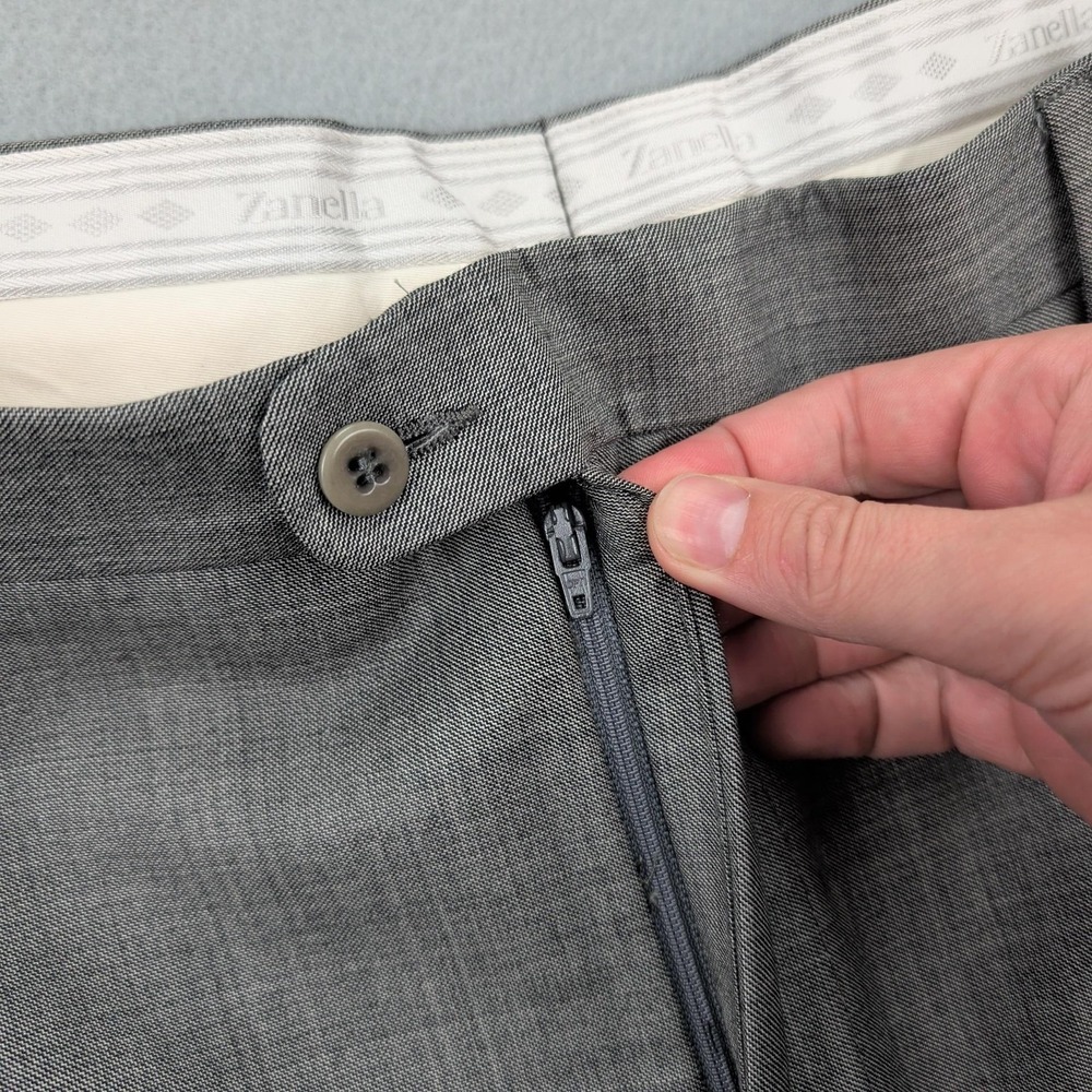 Zanella Dress Pants‎ Mens 40 Gray Bennett Wool Pleated Front Vitale Barberis - Picture 3 of 13